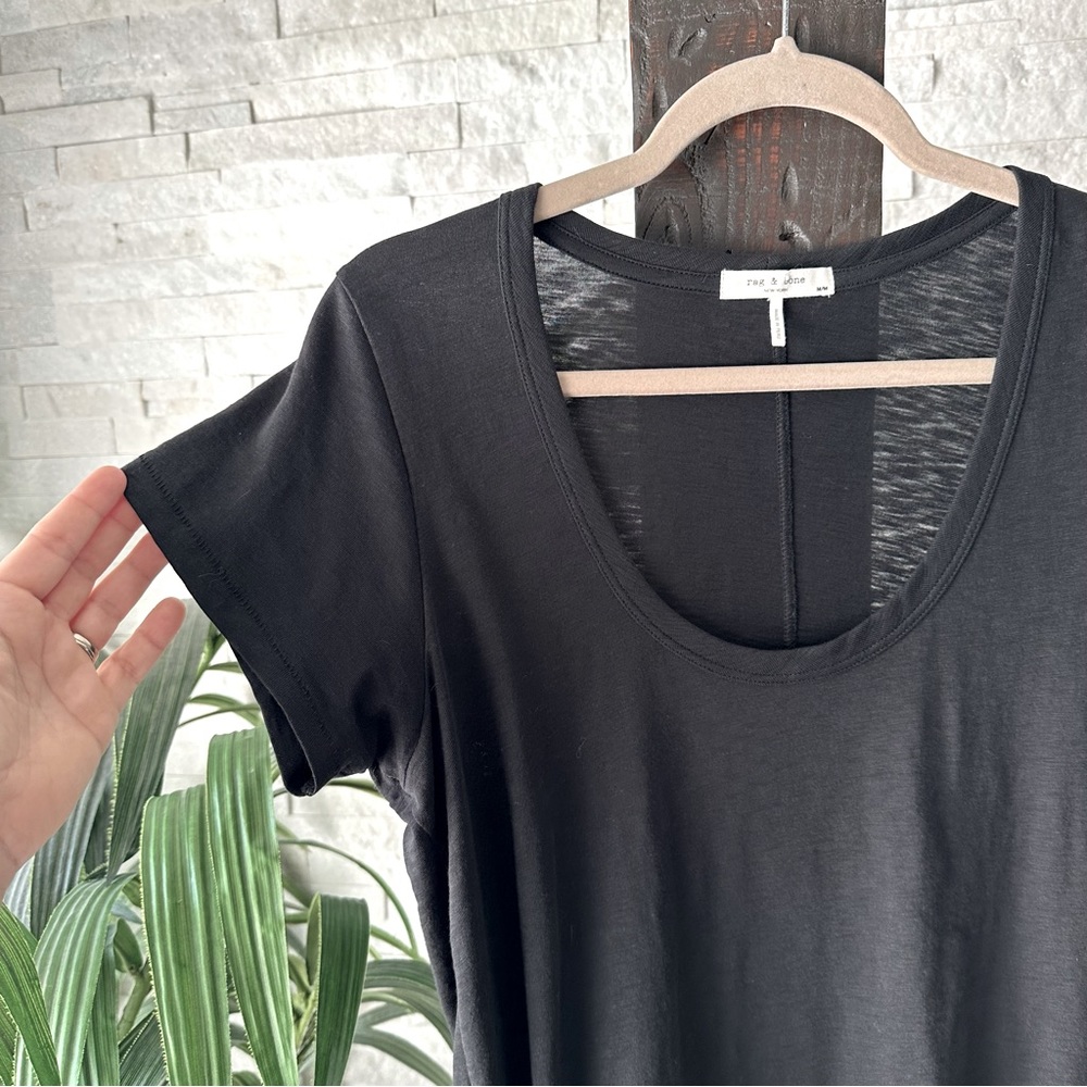 RAG & BONE U Neck Slub Black Pima Cotton Tee Size M - Picture 10 of 12